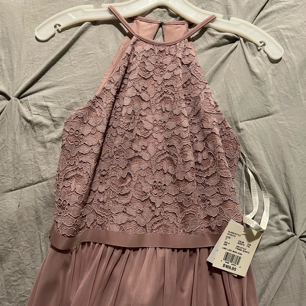 Open-Back Lace & Mesh Bridesmaids Dress